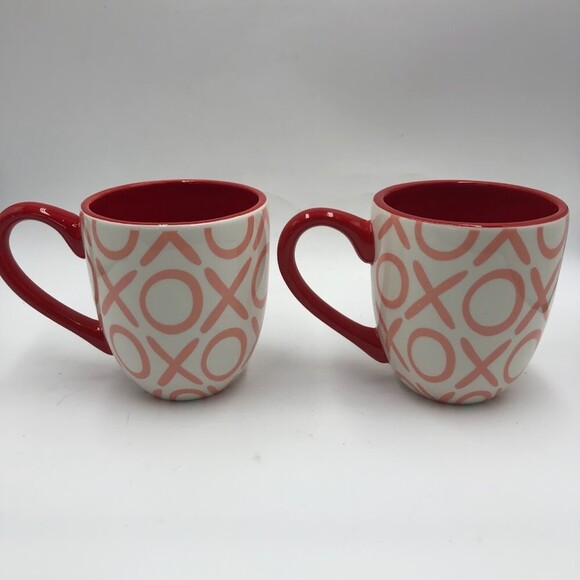 Coton Colors Oversized Ceramic Set of 2 Mugs by Laura Johnson Lipstick XOXO - Picture 4 of 12